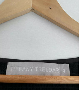 TIFFANY TRELOAR Black Pleat Long Sleeve Top Blouse Size 4 Fit 14
