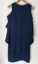 Load image into Gallery viewer, CARLA ZAMPATTI Navy Blue Waterfall Cape Dress Size 8 10