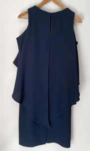 CARLA ZAMPATTI Navy Blue Waterfall Cape Dress Size 8 10