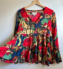 Load image into Gallery viewer, TRELISE COOPER Spot Player Floaty Boho Relaxed Swing Top Blouse Size M