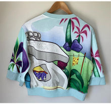 Load image into Gallery viewer, MOSCHINO Where Am I Printed Cartoon Vintage Look Crop Sweater Size UK AU 10 NEW