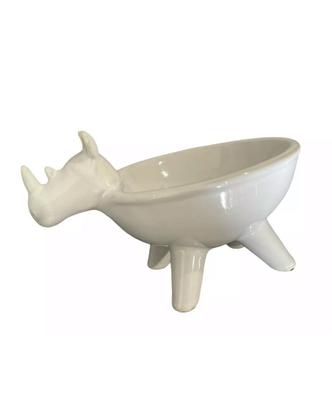 Hand Crafted Gloss Ceramic Rhino Dish Trinket Soap