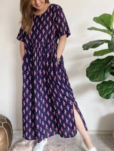 Load image into Gallery viewer, SILVER WISHES Linen Blend Cactus Pocket Midi Maxi Dress Size 6-8 BNWT