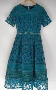 MOSSMAN The Gone But Not Forgotten Teal A Line Midi Dress Size 8