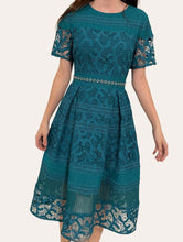 Load image into Gallery viewer, MOSSMAN The Gone But Not Forgotten Teal A Line Midi Dress Size 8