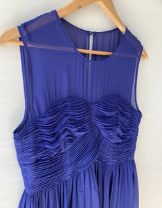 (Preloved) JIGSAW stunning amazing Royal Blue Detailed A Line Silk Dress Size 12