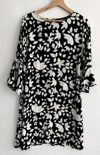 MISTER ZIMI Back & White Jardin Print Peggy Dress Size 10