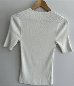DION LEE Short Sleeve Ribbed Top Size S Fit 6-10