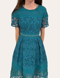 MOSSMAN The Gone But Not Forgotten Teal A Line Midi Dress Size 8