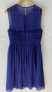 (Preloved) JIGSAW stunning amazing Royal Blue Detailed A Line Silk Dress Size 12